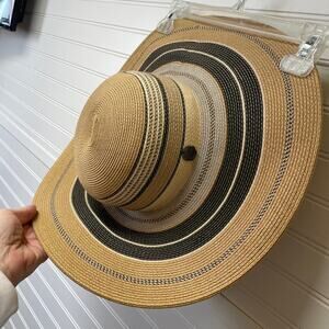 Vince Camuto Striped Wide Brimmed UPF50 Sun Hat